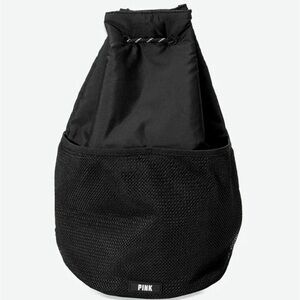 Victoria's Secret PINK Drawstring Backpack Bag Mesh String Pure Black